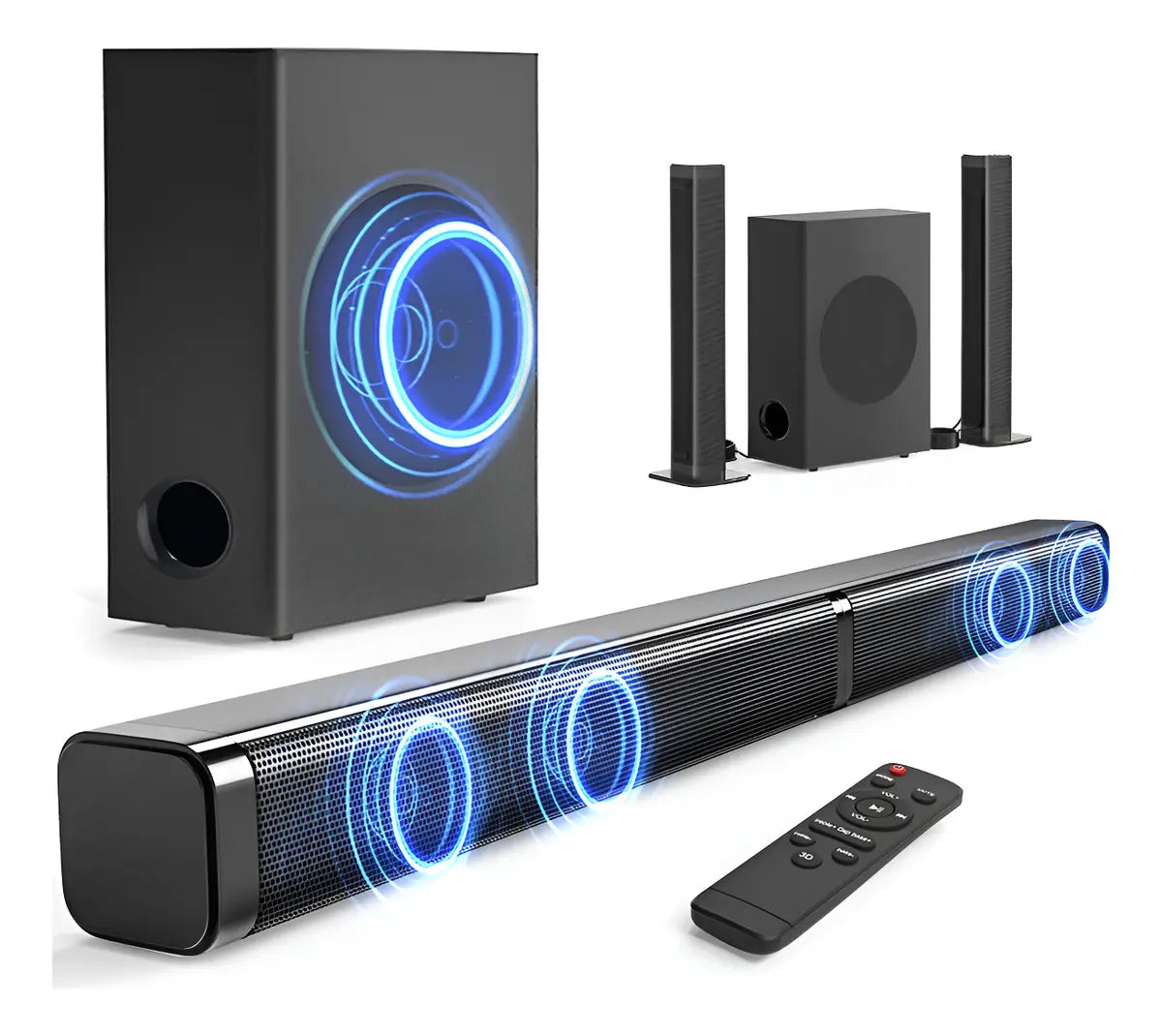 GCZ Barra de Sonido 2.1 con subwoofer de 200W para TV y cine en casa con HDMI ARC