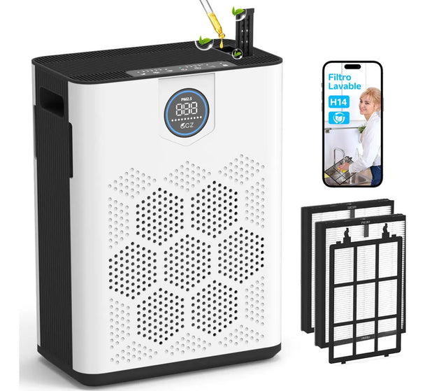 GCZ Purificador de Aire KJ3-5S con filtro HEPA H14 y control inteligente para hogar