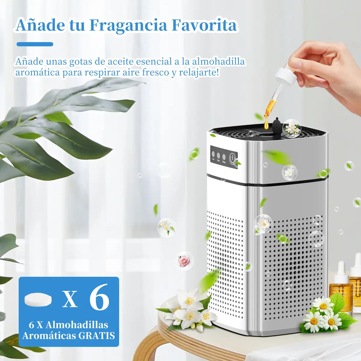 GCZ Purificador de Aire KJ1-5 con filtro HEPA13 y aromaterapia para hogar y oficina.