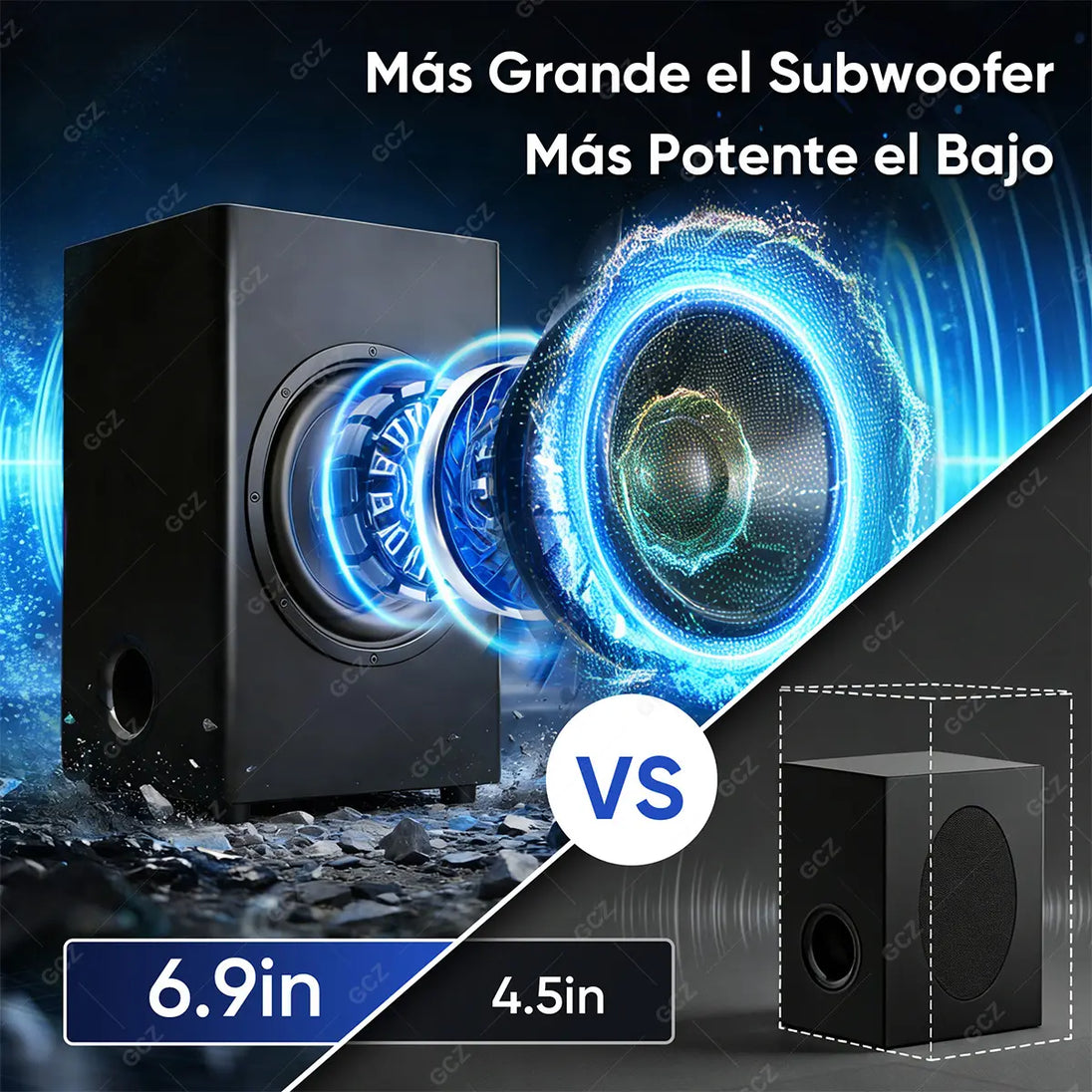 GCZ Barra de Sonido 2.1 con subwoofer de 200W para TV y cine en casa con HDMI ARC