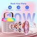 GCZ Mini Karaoke Machine with 2 wireless microphones, LED lights, and leather wristband for family parties