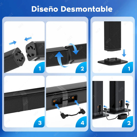 GCZ Barra de Sonido 2.1 con subwoofer de 200W para TV y cine en casa con HDMI ARC