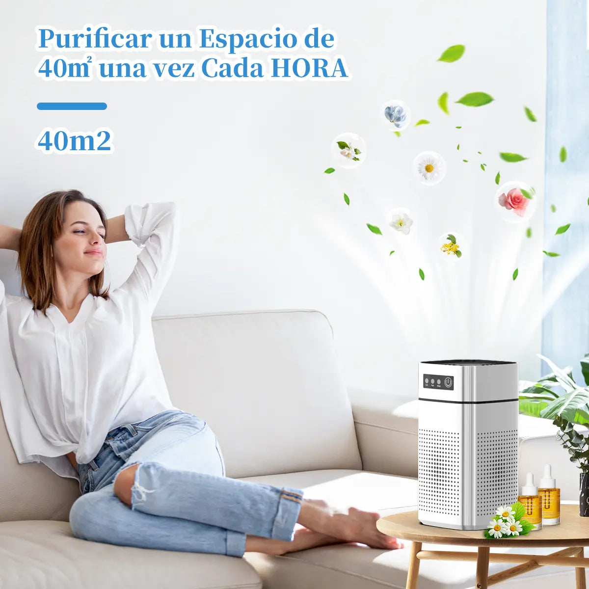 GCZ Purificador de Aire KJ1-5 con filtro HEPA13 y aromaterapia para hogar y oficina.