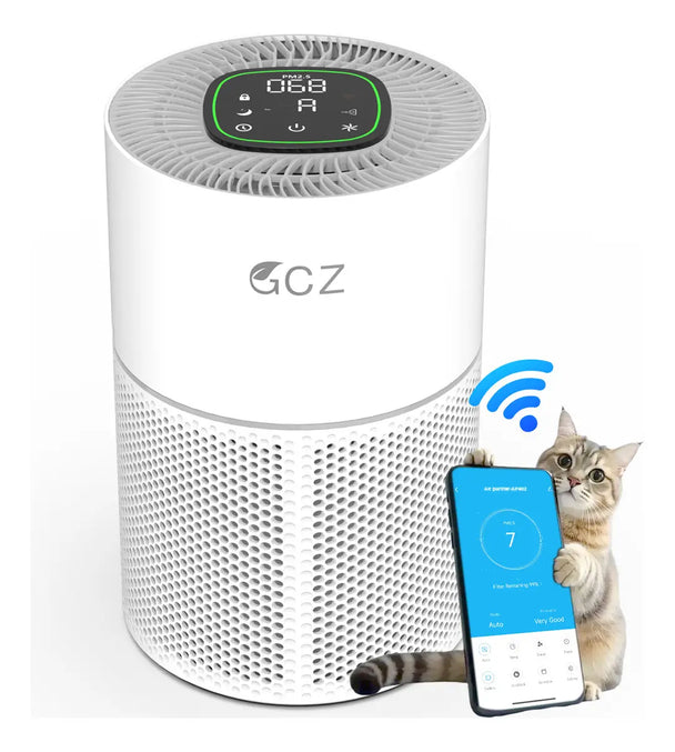 GCZ Purificador de Aire KJ3-3S con filtro HEPA H13, WiFi y control por voz para hogar y oficina grande.