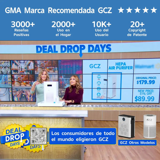 GCZ Purificador de Aire KJ3-3S con filtro HEPA H13, WiFi y control por voz para hogar y oficina grande.