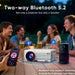 GCZ Mini Projector with Bluetooth 5.2, FHD 1080P support, and included screen for home and outdoor cinema