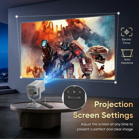 GCZ portable WiFi projector with 1080P support, auto keystone, electric focus, and Bluetooth 5.2 for home theater.
