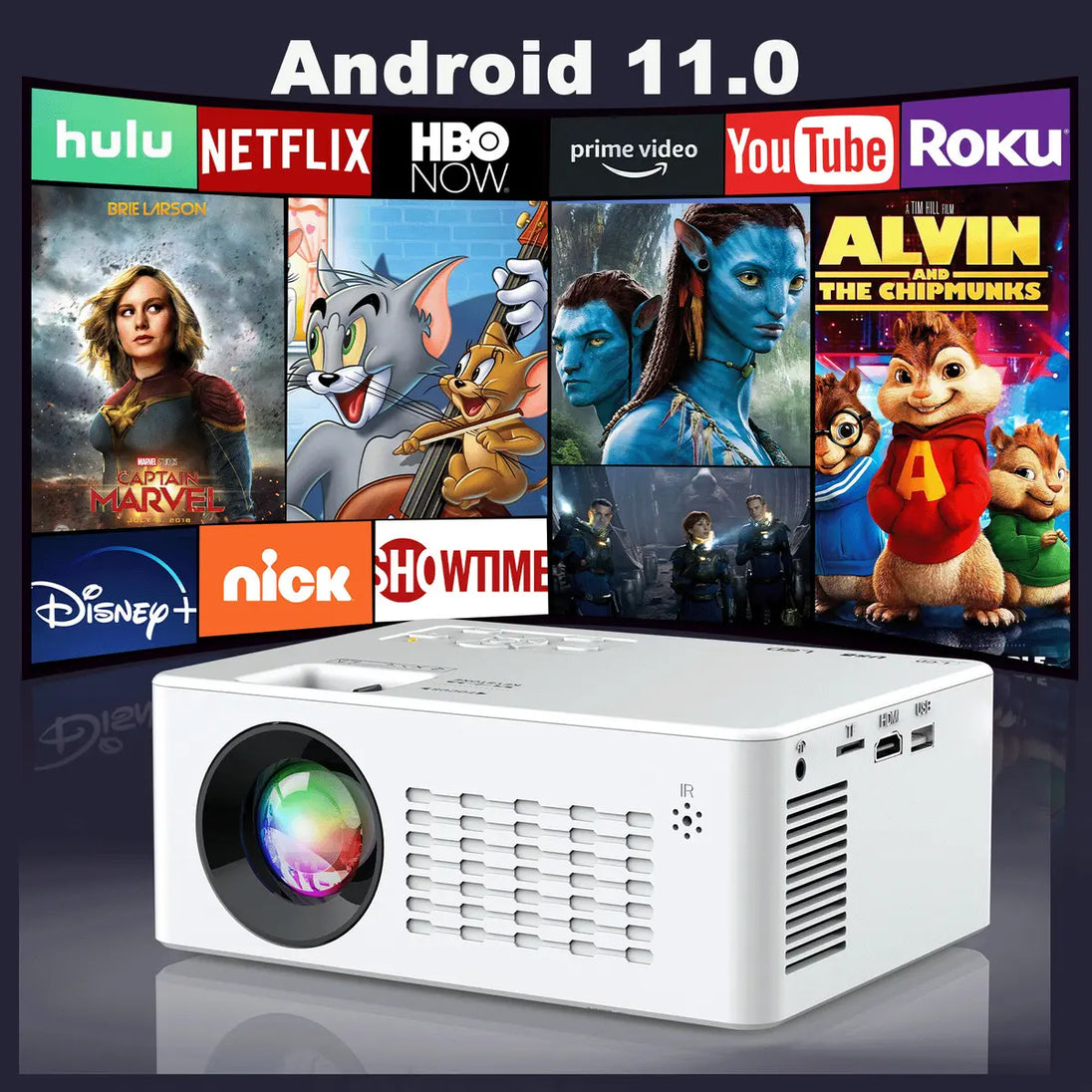 GCZ Proyector 4K Android 11 Smart LED Full HD portátil para cine en casa