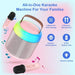 GCZ Mini Karaoke Machine with 2 wireless microphones, LED lights, and leather wristband for family parties