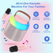 GCZ Mini Karaoke Machine with 2 wireless microphones, LED lights, and leather wristband for family parties