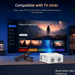 GCZ Video Projector with Dual WiFi, Bluetooth 5.2, 4K support, 80-inch screen, and mini tripod for home theater and outdoor use.