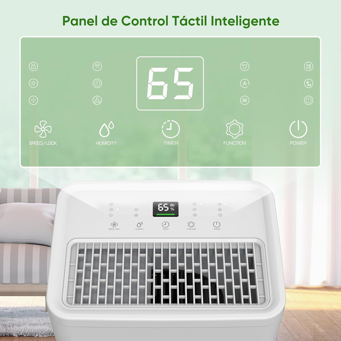 GCZ deshumidificador 22L/día con drenaje continuo y temporizador para hogar y oficina