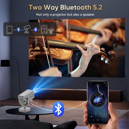 GCZ portable WiFi projector with 1080P support, auto keystone, electric focus, and Bluetooth 5.2 for home theater.
