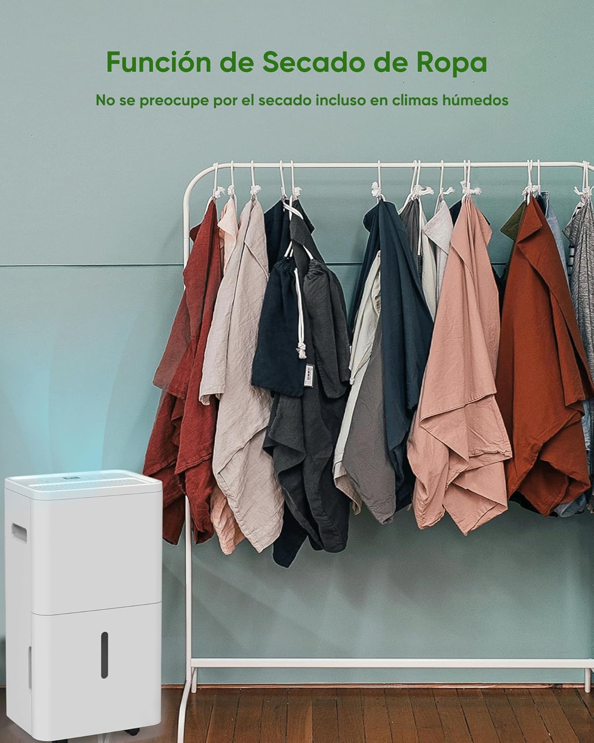 GCZ deshumidificador 22L/día con drenaje continuo y temporizador para hogar y oficina