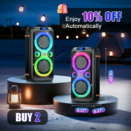 GCZ 160W Bluetooth Party Speaker with dual 6.5-inch woofers, TWS, and microphone input for karaoke and outdoor events.