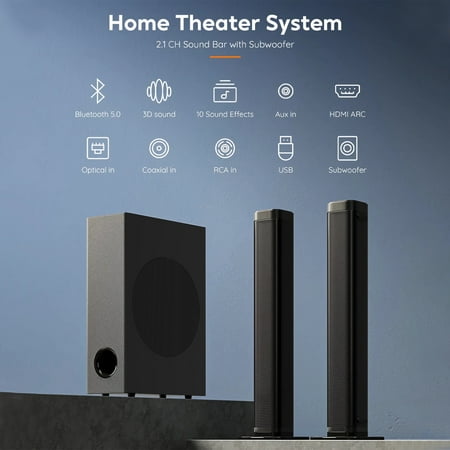 GCZ 2.1 CH Separable Soundbar with Subwoofer for Immersive TV Home Theater