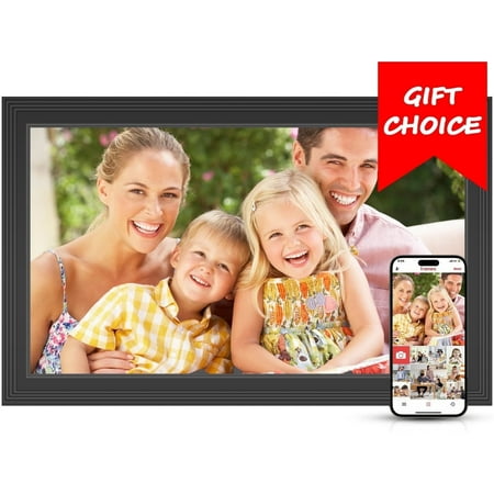 GCZ 15.6 inch WiFi digital photo frame with 1080P IPS touchscreen for instant family memory sharing.