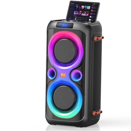 GCZ 160W Bluetooth Party Speaker with dual 6.5-inch woofers, TWS, and microphone input for karaoke and outdoor events.