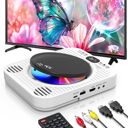 GCZ HD DVD Player with Bluetooth, HDMI, USB, and Wall Mount for TV