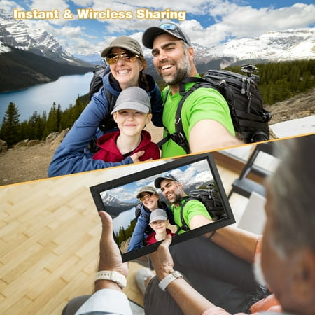 GCZ 15.6 inch WiFi digital photo frame with 1080P IPS touchscreen for instant family memory sharing.