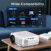 GCZ Mini Projector with Bluetooth 5.2, FHD 1080P support, and included screen for home and outdoor cinema