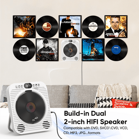 GCZ HD DVD Player with Bluetooth, HDMI, USB, and Wall Mount for TV