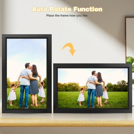 GCZ 15.6 inch WiFi digital photo frame with 1080P IPS touchscreen for instant family memory sharing.