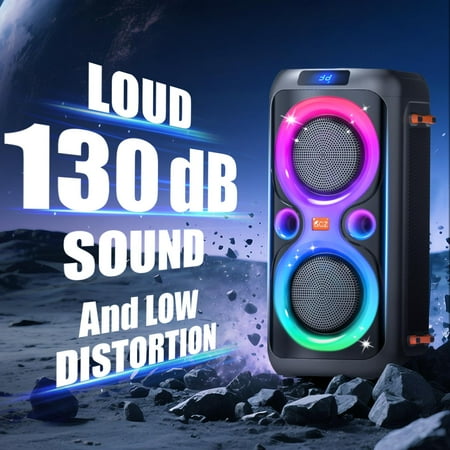 GCZ 160W Bluetooth Party Speaker with dual 6.5-inch woofers, TWS, and microphone input for karaoke and outdoor events.