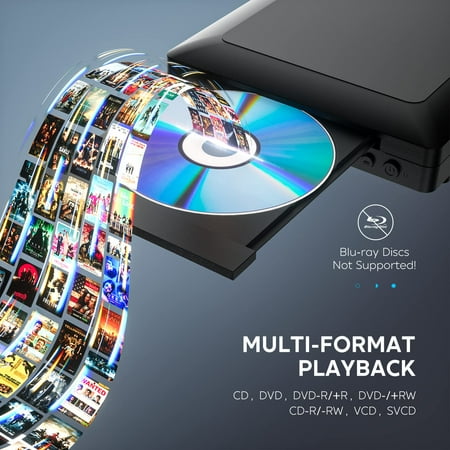 GCZ Mini DVD Player for TV with 1080P HDMI, USB, Multi-Format Discs