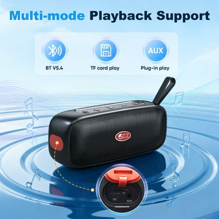 GCZ Portable Bluetooth Speaker with 40W HD sound, deep bass, IPX7 waterproof, and TWS stereo for outdoor parties