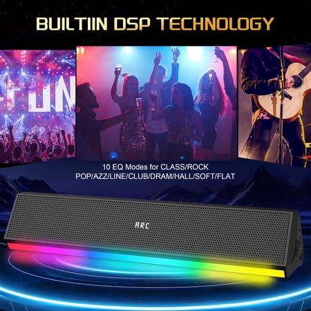 GCZ 2.1 Sound Bar for TV with 120W subwoofer, LED lights, HDMI, and Bluetooth for home theater and gaming.