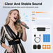 GCZ Rechargeable Wireless Microphones with stable 50-100ft range for karaoke, DJ, and public speaking.