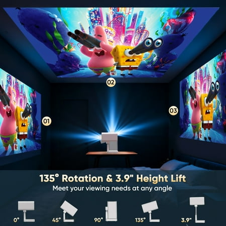 GCZ Smart Projector with officially licensed Netflix, auto-focus, WiFi 6, and flexible stand for home cinema